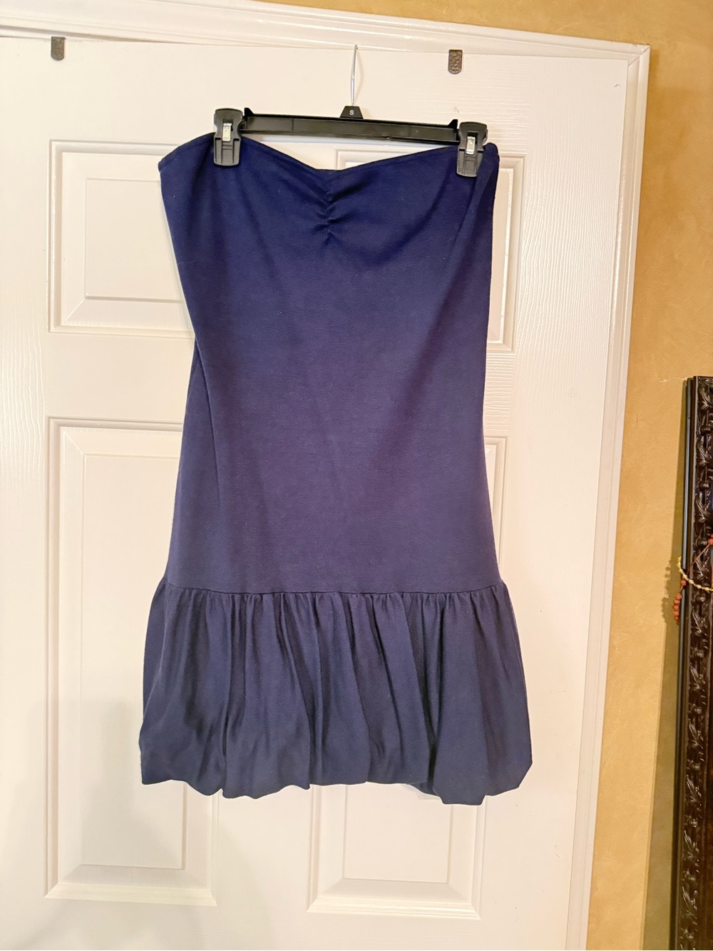 Freshman Navy Strapless Ruffle-Hem Mini Skirt